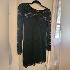 Black lace long sleeve dress